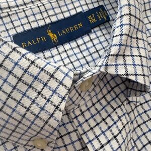 Ralph Lauren Polo Men's Black and Blue Plaid Long Sleeve Shirt
